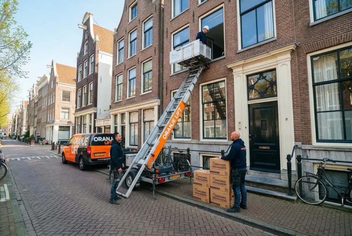 Aanhangerlift voor verhuizing in smalle straat Maastricht