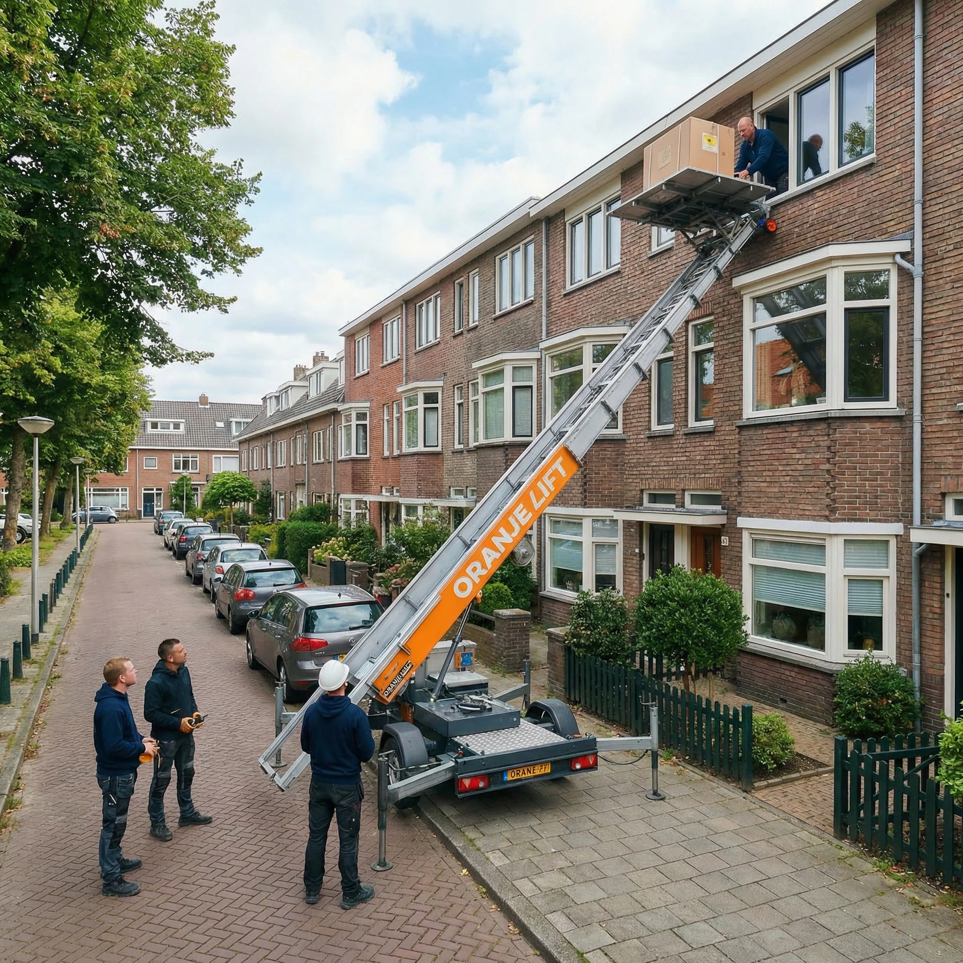 Verhuislift in woonwijk straat Maastricht